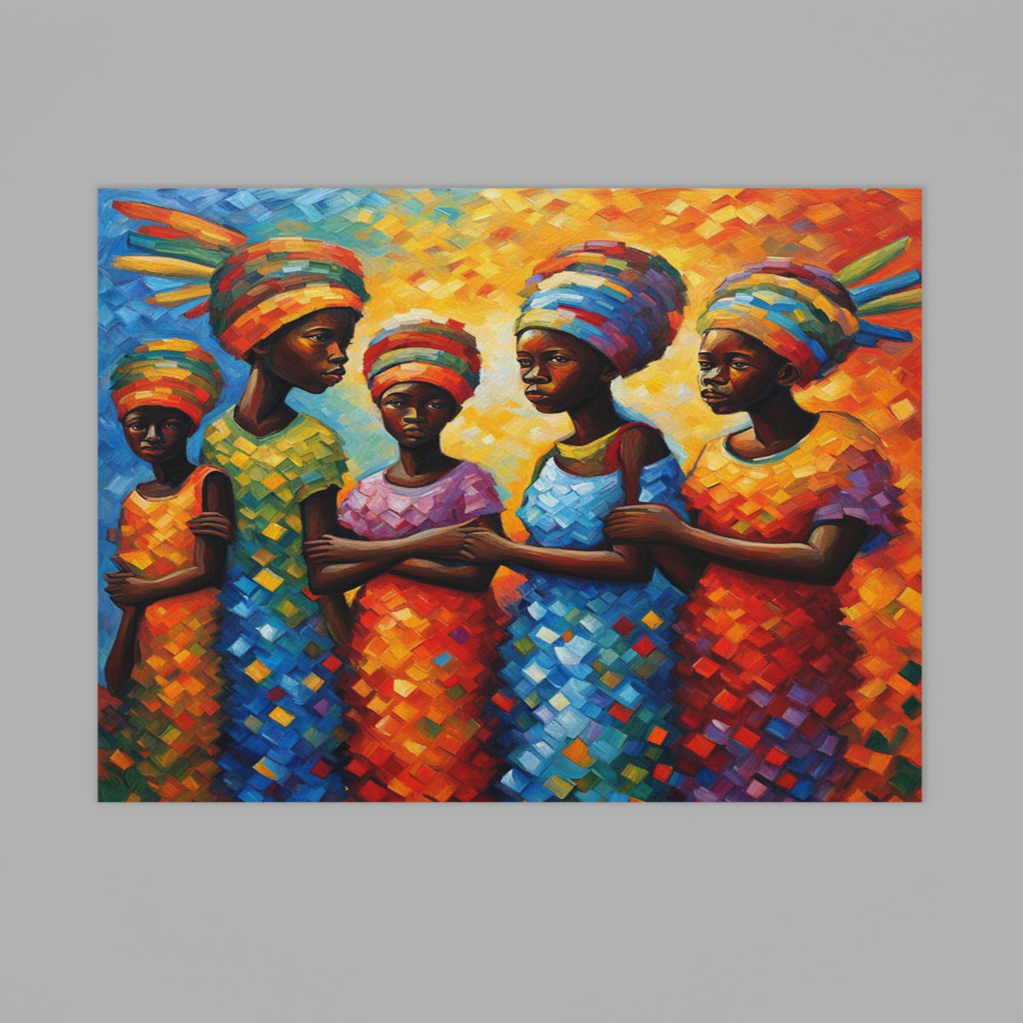 Abstract Sisters Of The Sun Canvas Paint Print Wall Decor