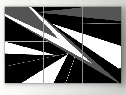 The Canvas Made Abstract Black Grey White  Modern 3 Set Wall Decor