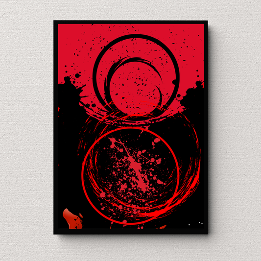 An Abstract Art Circles Red Some Print Frame Wall Decor