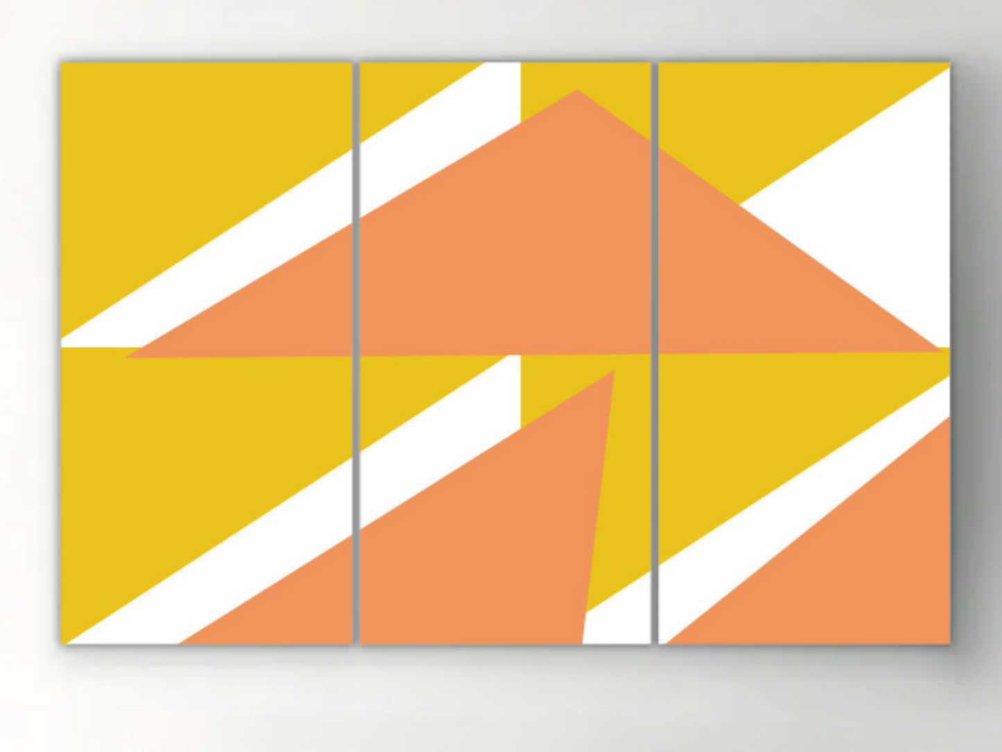 The Canvas Made Yellow Orange White 3 Set Abstract Traingle Wall Decor Art Modern