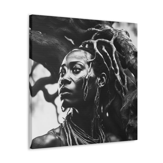 Canvas Made African She Is Of Tree Branches