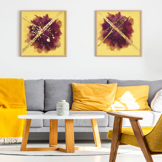 2 Set Abstract Yellow Print For Digital Download Print