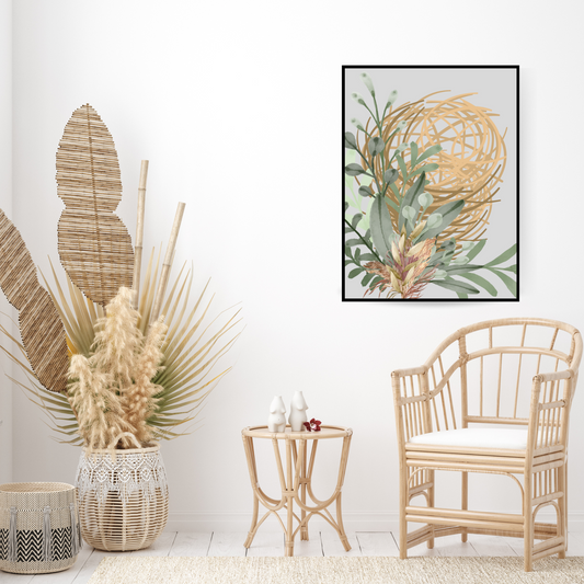 Green Leaves Beige Dust Hay Ball Nice Modern Wall Art