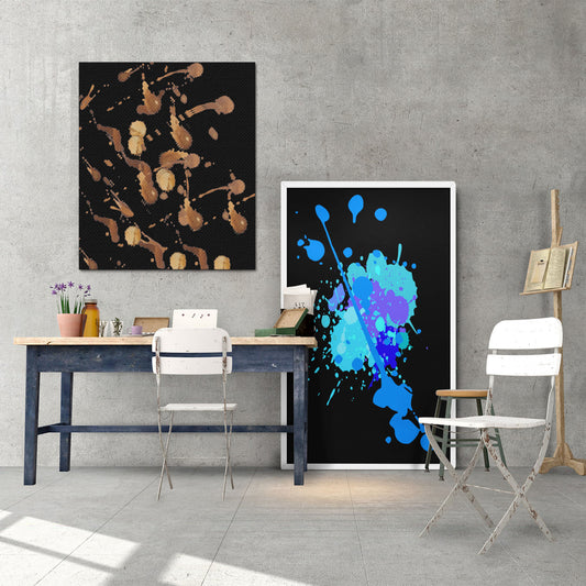 The 2 Abstract Designs For One Wall Art Decor Modern Splatter Paint Print