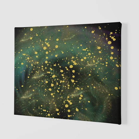 Space Canvas Made Abstract Green Galaxy Wall Art Decor Modern