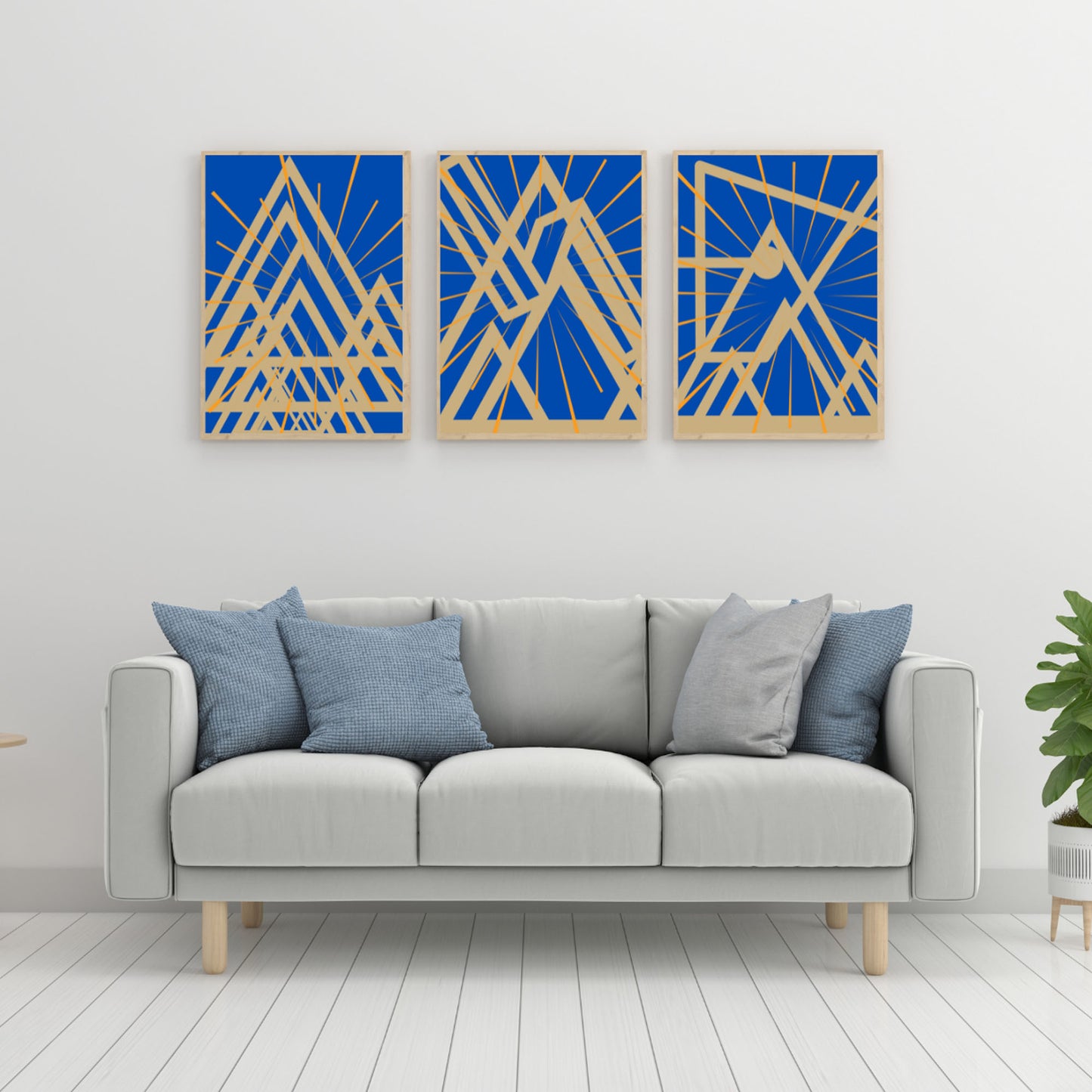 Triangle Geometric Abstract Elegant Frame 3  Set Prints Modern Wall Art