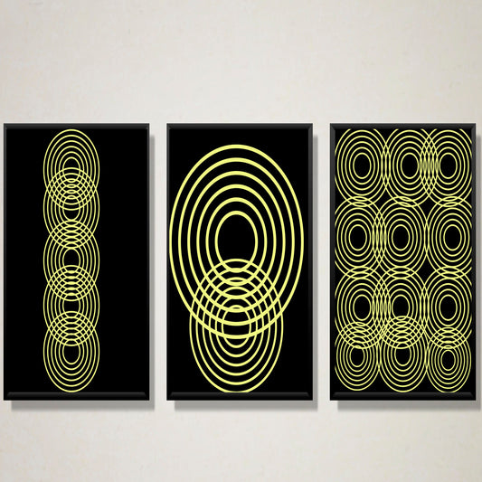 Digital Download Circles Set Of 3 Yellow Abstract Circles Geometric Print For Poster Canvas Wall Decor