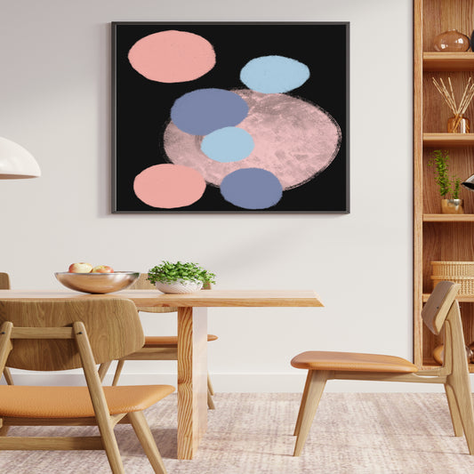 Pink Blues Circles Abstract Wall Art Decor Canva Printable Home Decor