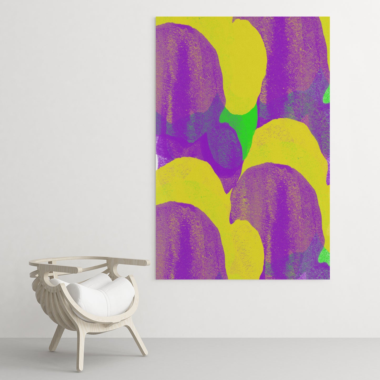 Purple Yellow Green Abstract Painted Print  Poster Canvas Modern