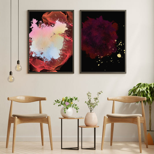 Abstract Red Passion 2 Set Canvas Wall Art Decor Modern Prints Poster