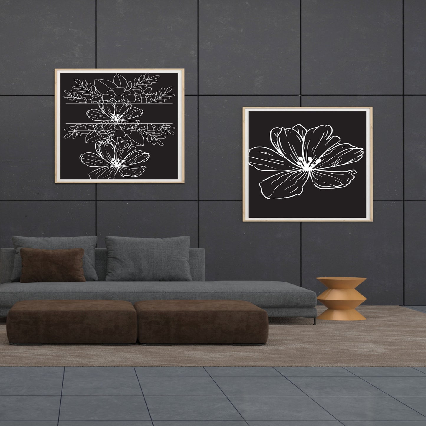 Digital Download Botanical Set Of 2 Sketch Black White Print For Poster Canvas Wall Decor