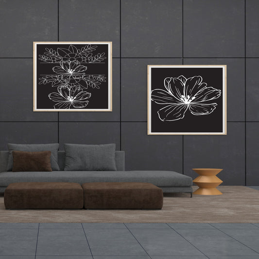 Digital Download Botanical Set Of 2 Sketch Black White Print For Poster Canvas Wall Decor