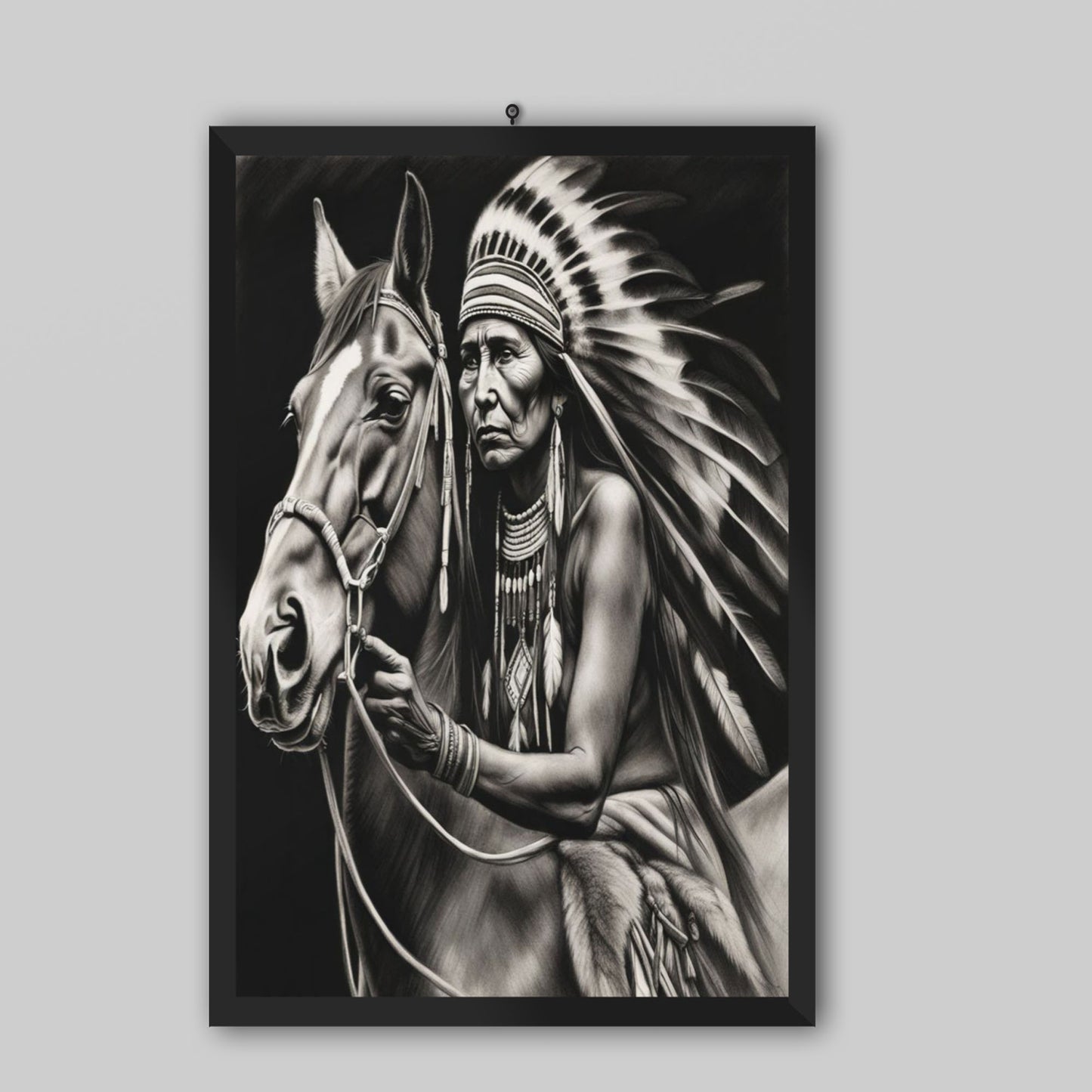 Frame Gratitude The Native Indian Woman And Horse Wall Art Print