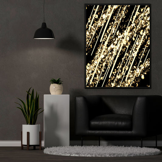 Gold Black Abstract Wall Poster Canva Decor Modern