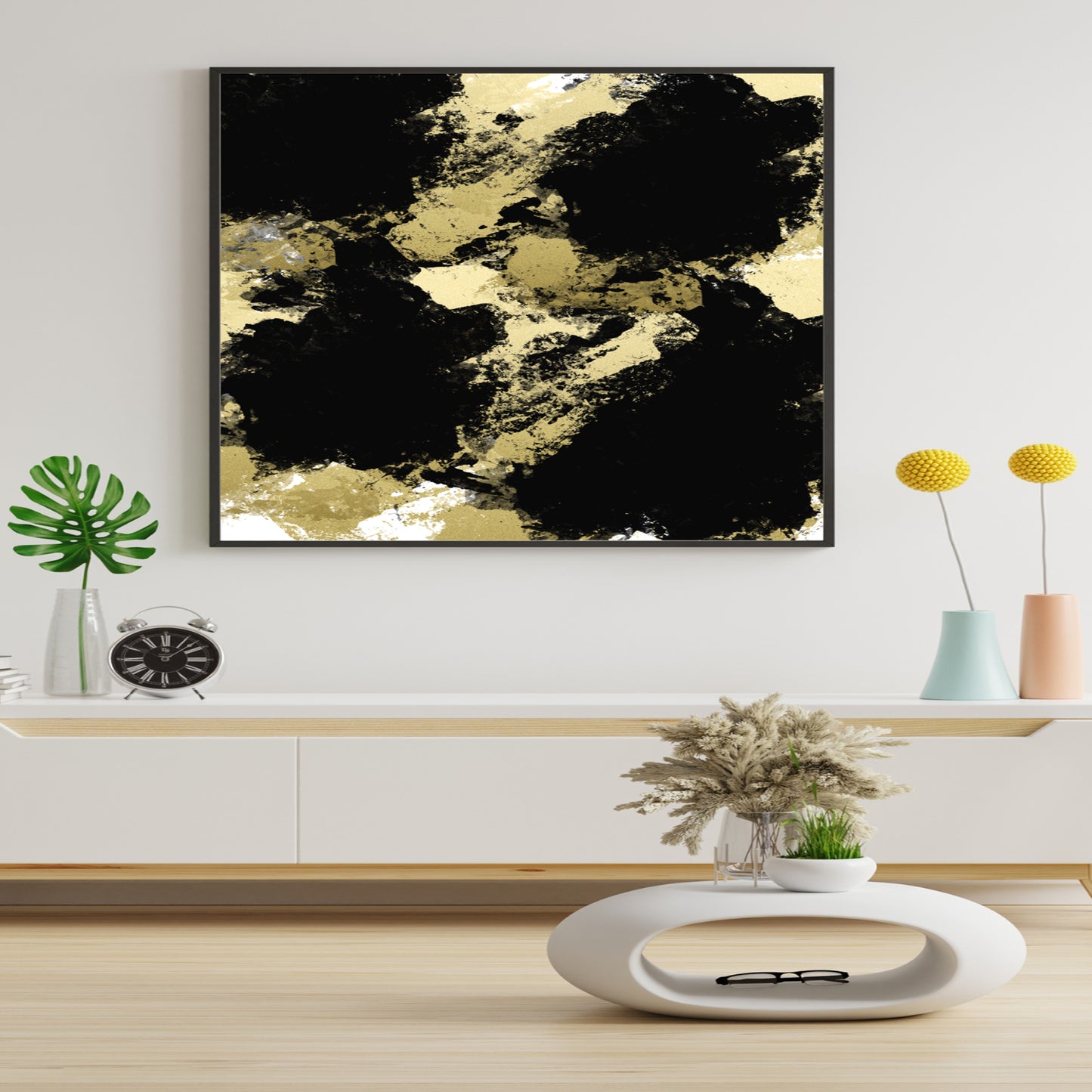 Digital Download Abstract Black Golden For Print  Poster Canvas Wall Decor