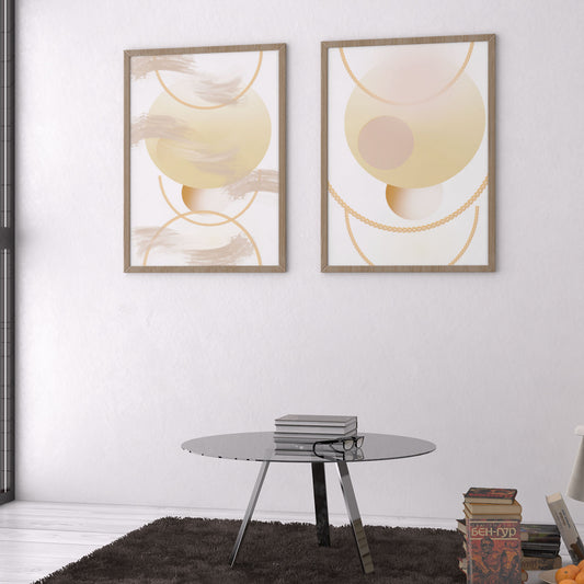 2 Set Abstract Beige Brown Neutral for Digital Download Print Poster Canvas Wall Art Decor