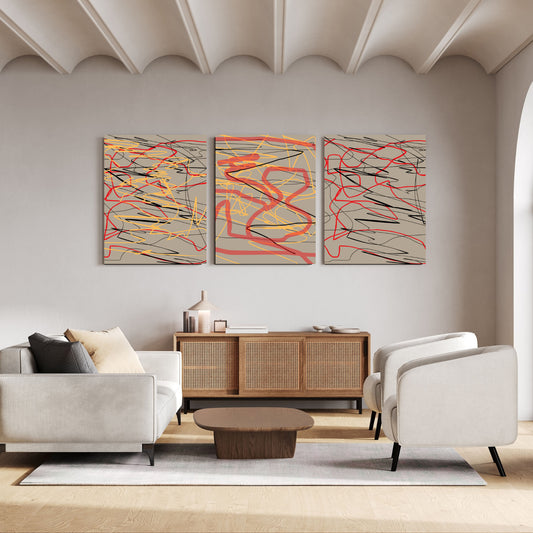 Canvas Made 3 Set Abstract The Artist Elegant Wall Decor Art