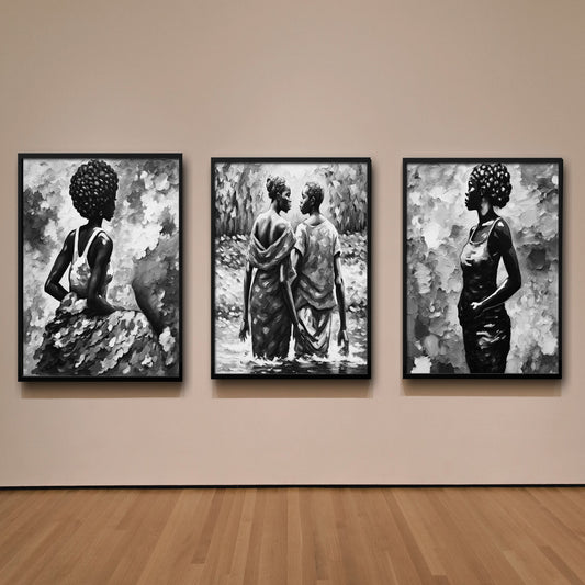 Black & White The Ones With Nature 3 Framed Set Canvas Paint Prints Wall Decor