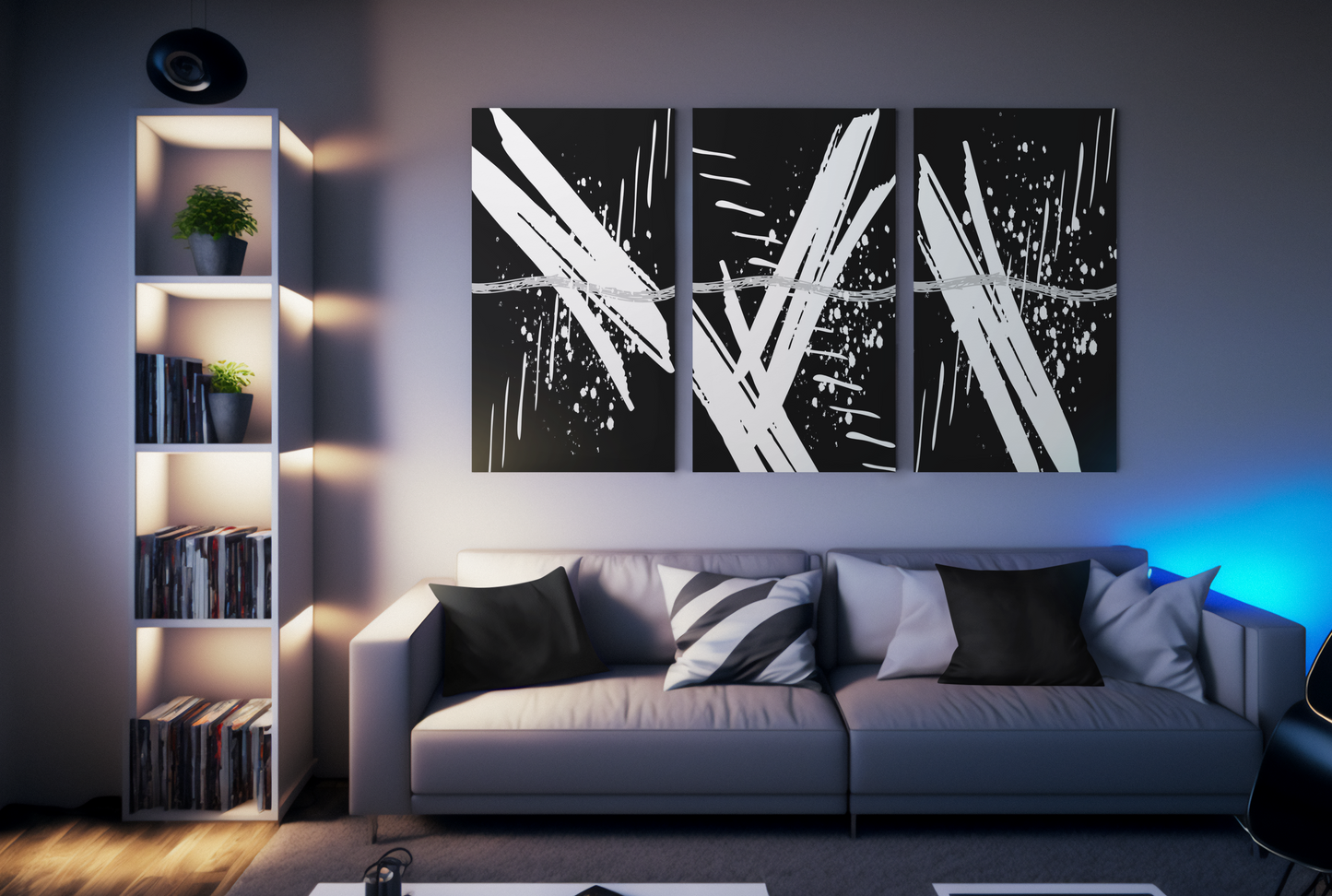 Streaks Line Paint Print Abstract 3 Set Canvas Wall Art Poster Modern