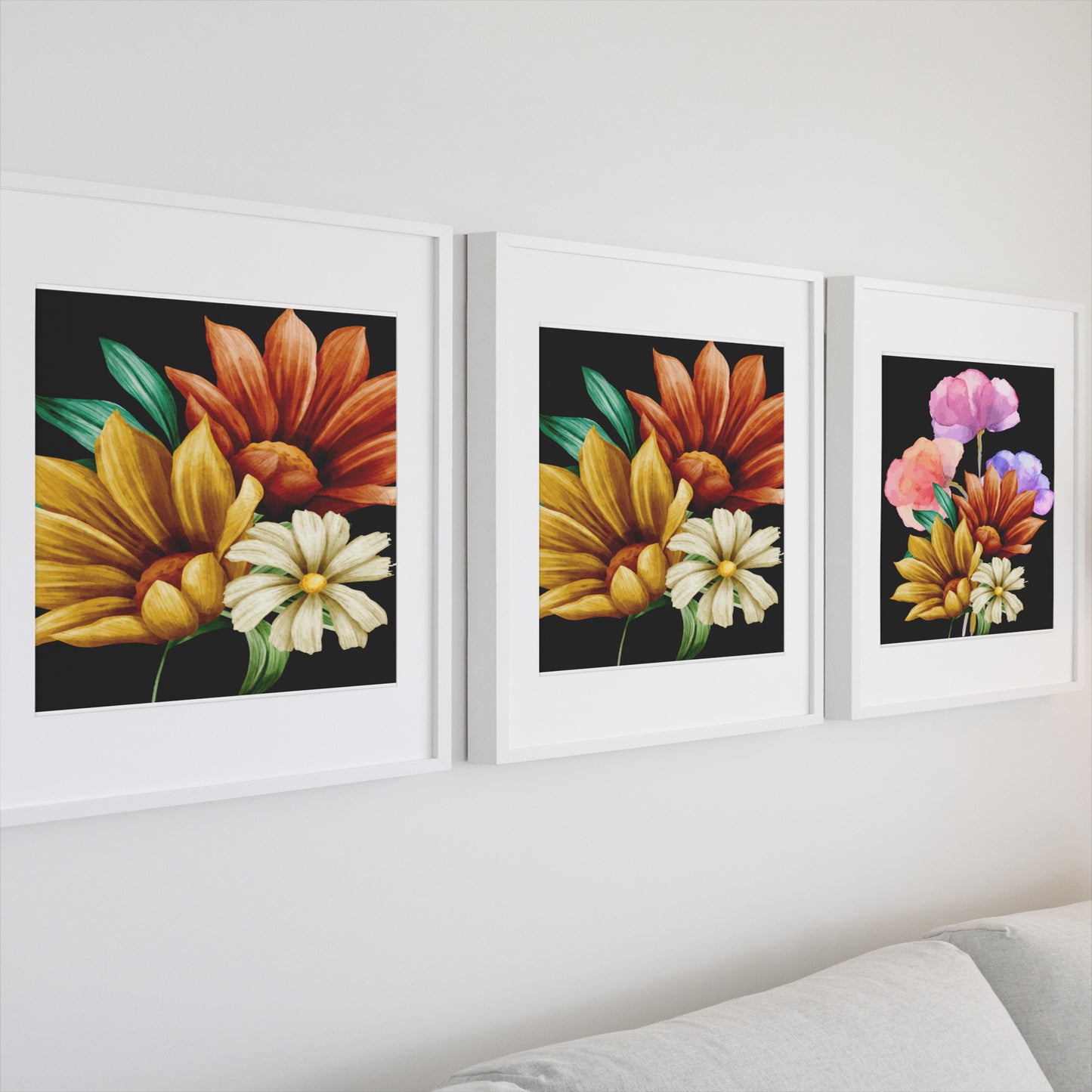 Digital Download Botanical Set Of 3 Flowers Print For Poster Canvas Wall Decor