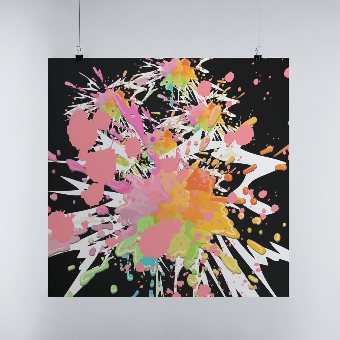 Vibrant Abstract Paint Splatter Wall Art  Decor Art Modern