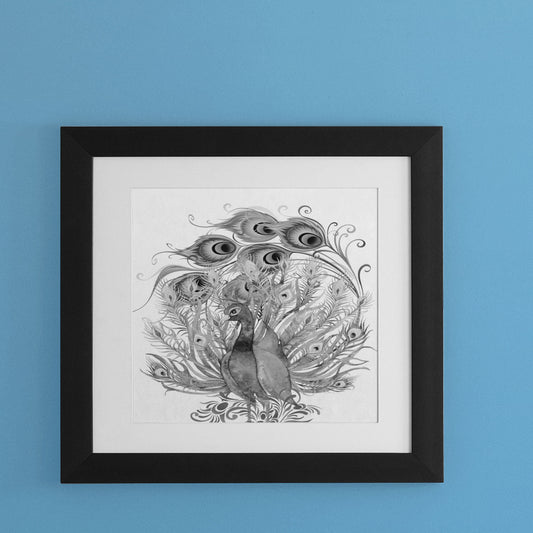 The Peacock Sketch Print Wall Art Decor Canva