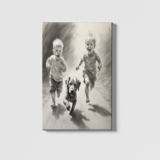 Canvas Made Creative Kids Chasing A Dog Timeless Modern Art Decor