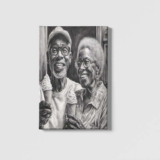 Canvas Made Creative African American Couple Having Ice Cream Timeless Modern Art Decor