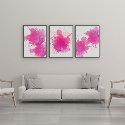 3 Set Pink Passion Abstract For Digital Downloads Canvas Poster Wall Decor