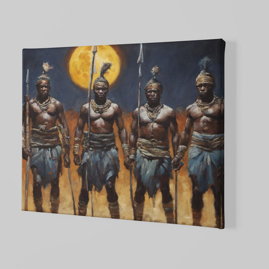 Canvas Made Decorative African Tribal Brothers With Sun Wall Art Decor