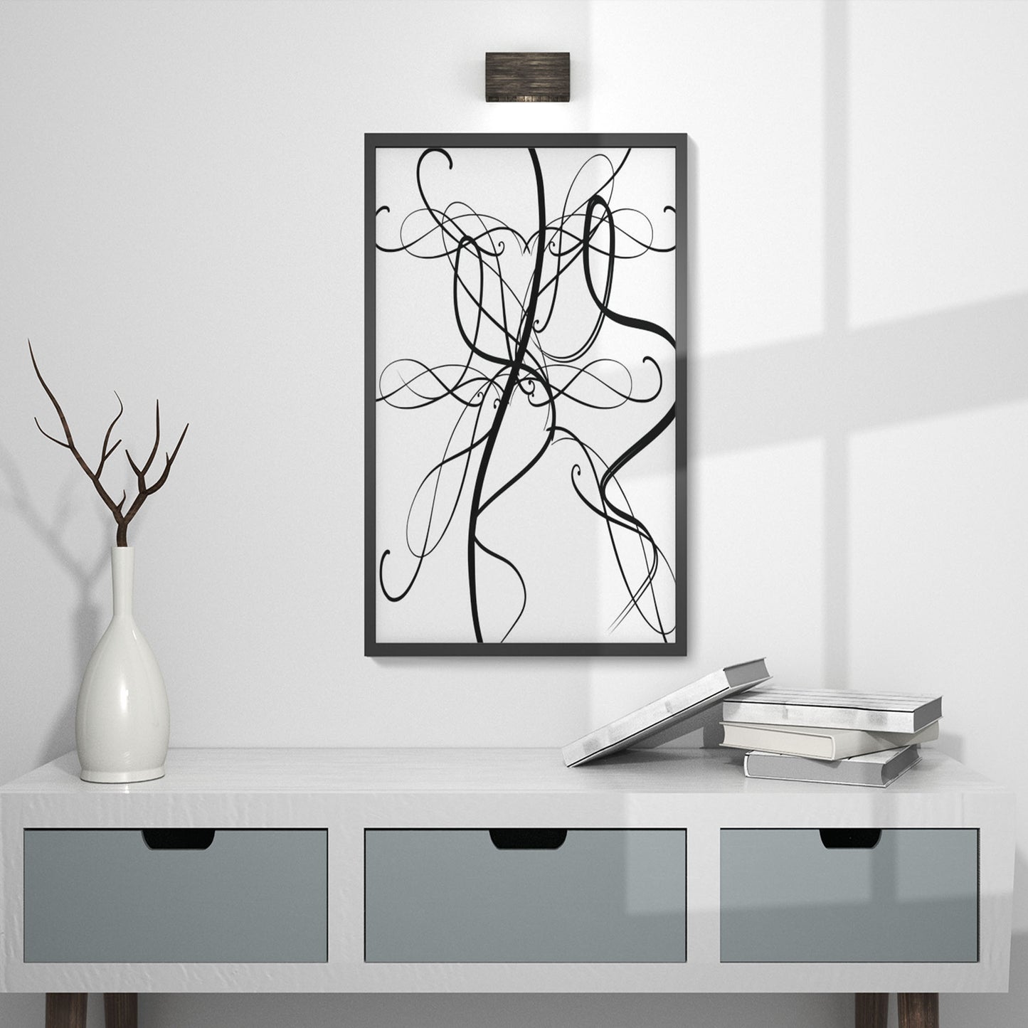 Abstract Nice Elegant Lines Waves Print Frame Poster Wall Decor