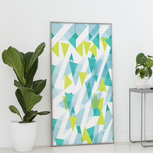 Geometric Traingle Blue Green Abstract Poster Canvas Print Modern