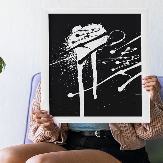 Abstract Paint Black White For Digital Download Print