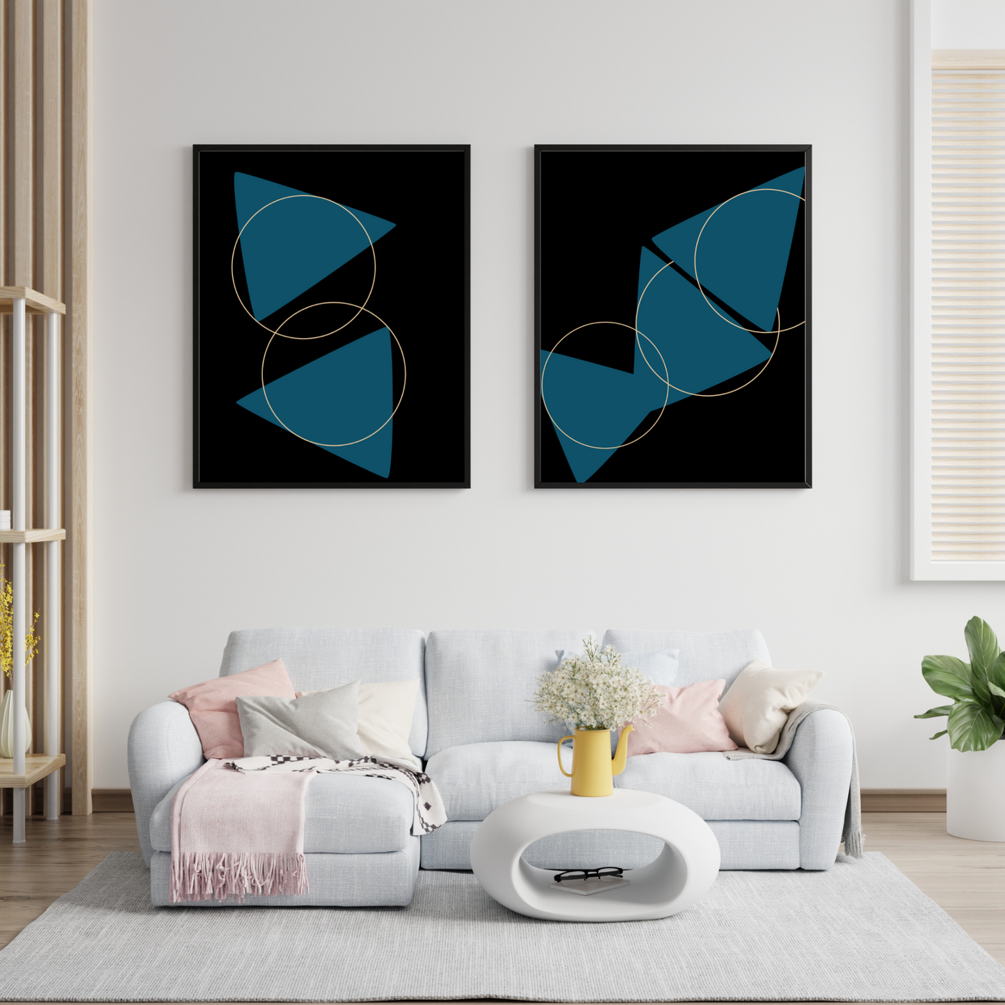 Triangle Circle Ring Abstract Modern Canvas Wall Art Print Decor Digital