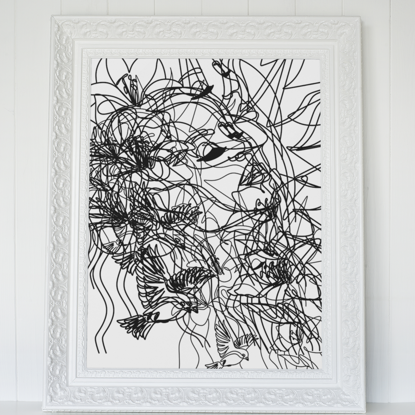 Seamstress Abstract Line Drawing Canvas Wall Decor Digital