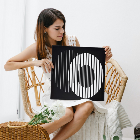 Digital Download Geometric Abstract Circle Black White Print For Poster Canvas