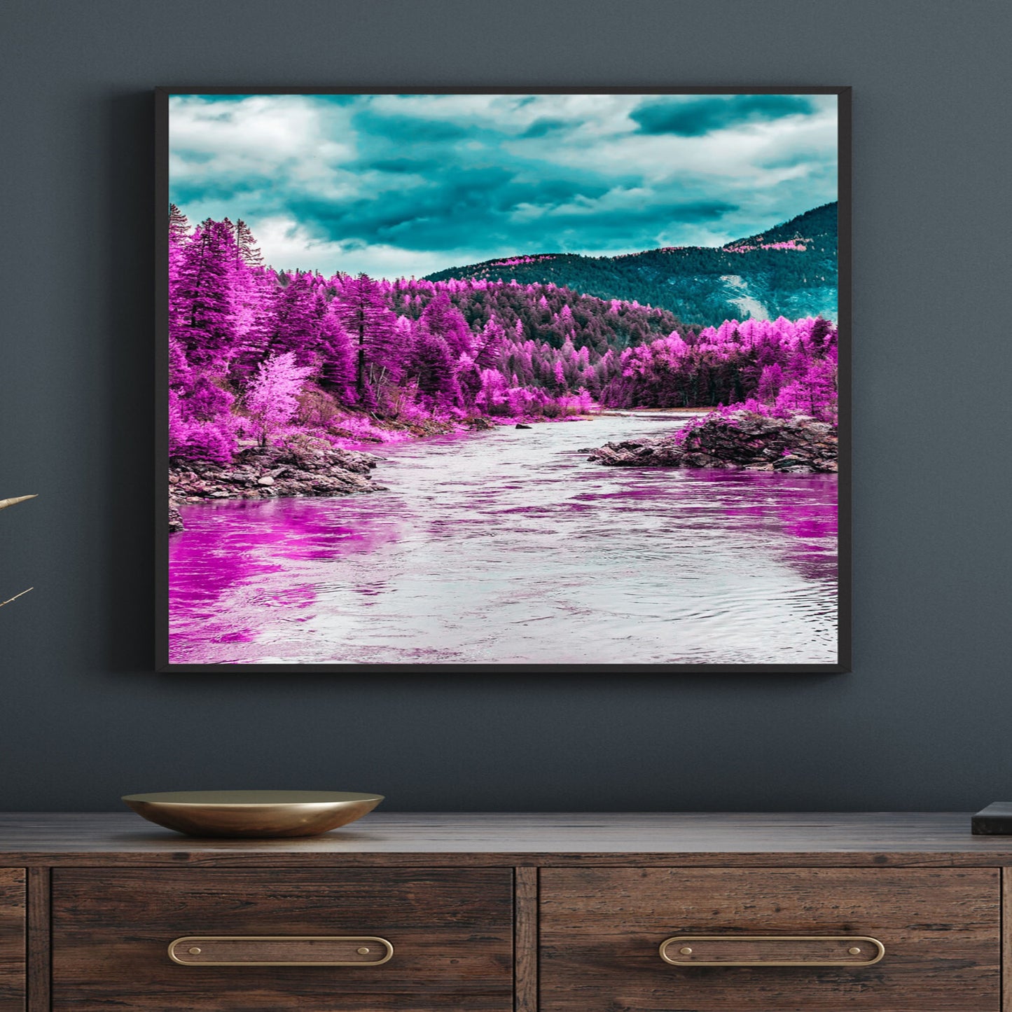 Mountains Nature Forest Water Purple Trees The Landscape Wall Art Decor Canva Printable