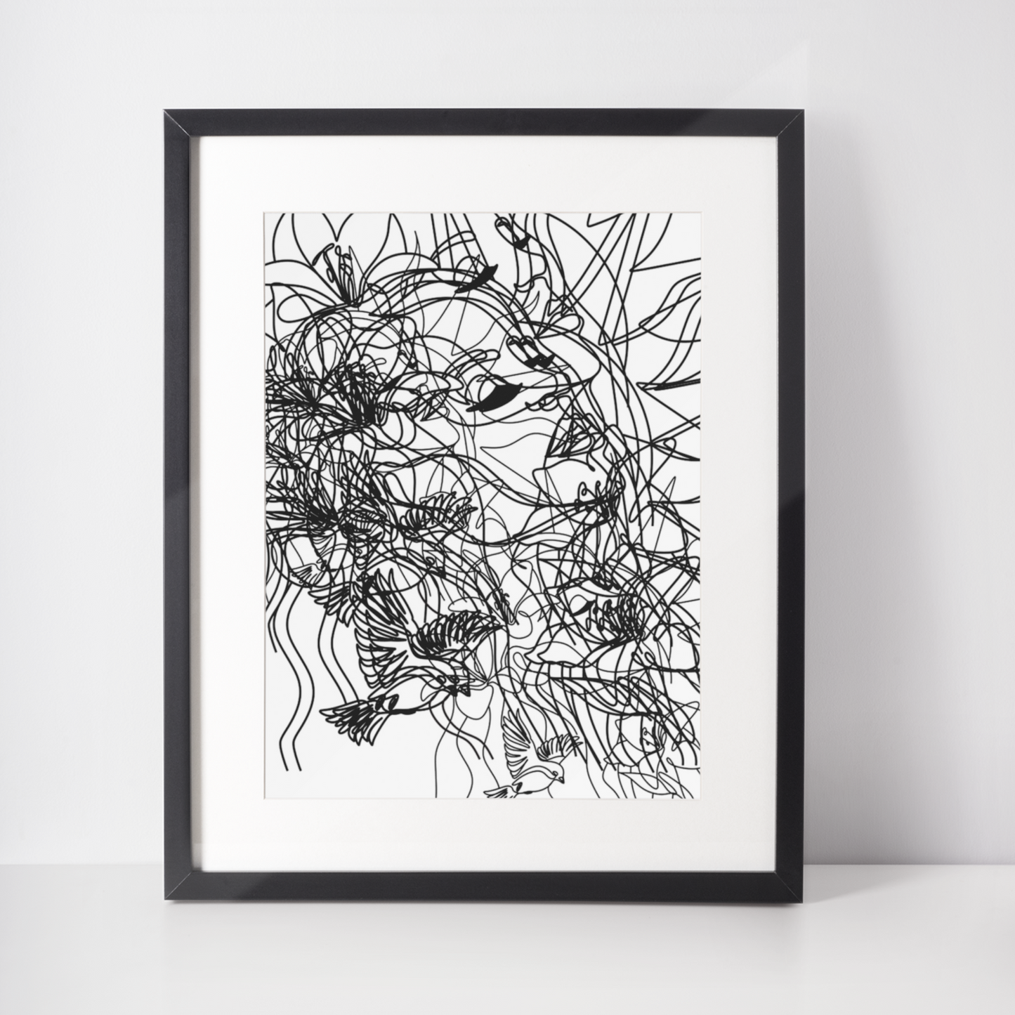 Seamstress Abstract Line Drawing Canvas Wall Decor Digital