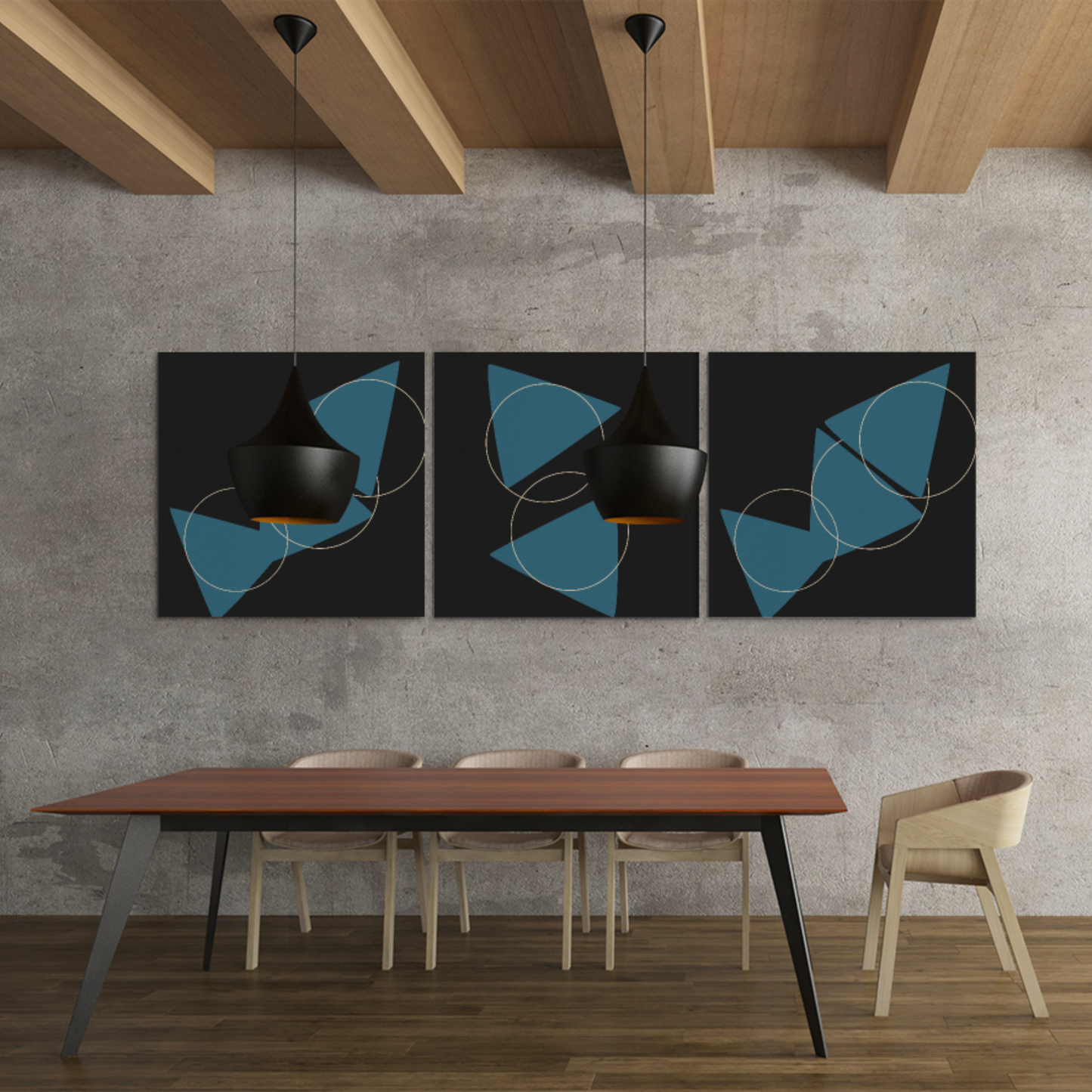 Triangle Circle Ring Abstract Modern Canvas Wall Art Print Decor Digital