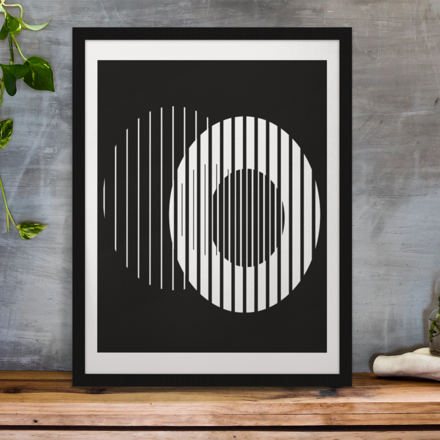 Digital Download Geometric Abstract Circle Black White Print For Poster Canvas