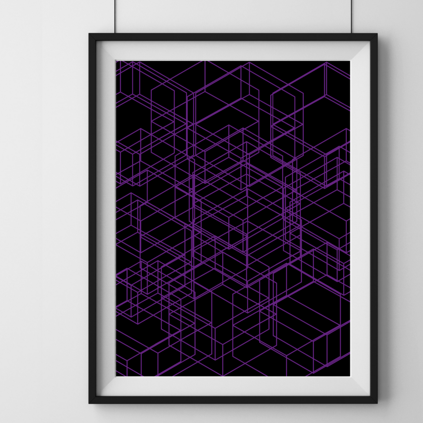 Digital Download 3D Purple Squares Dimension Geometric For Print Poster Canvas Print Wall Decor