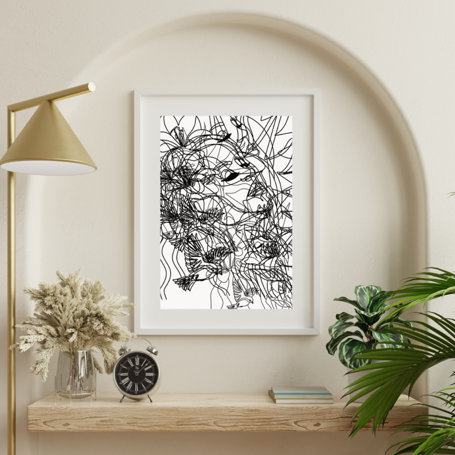 Seamstress Abstract Line Drawing Canvas Wall Decor Digital