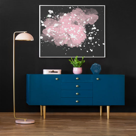 Abstract Pink Clouds White Paint Black Print Wall Art For Digital Download Print