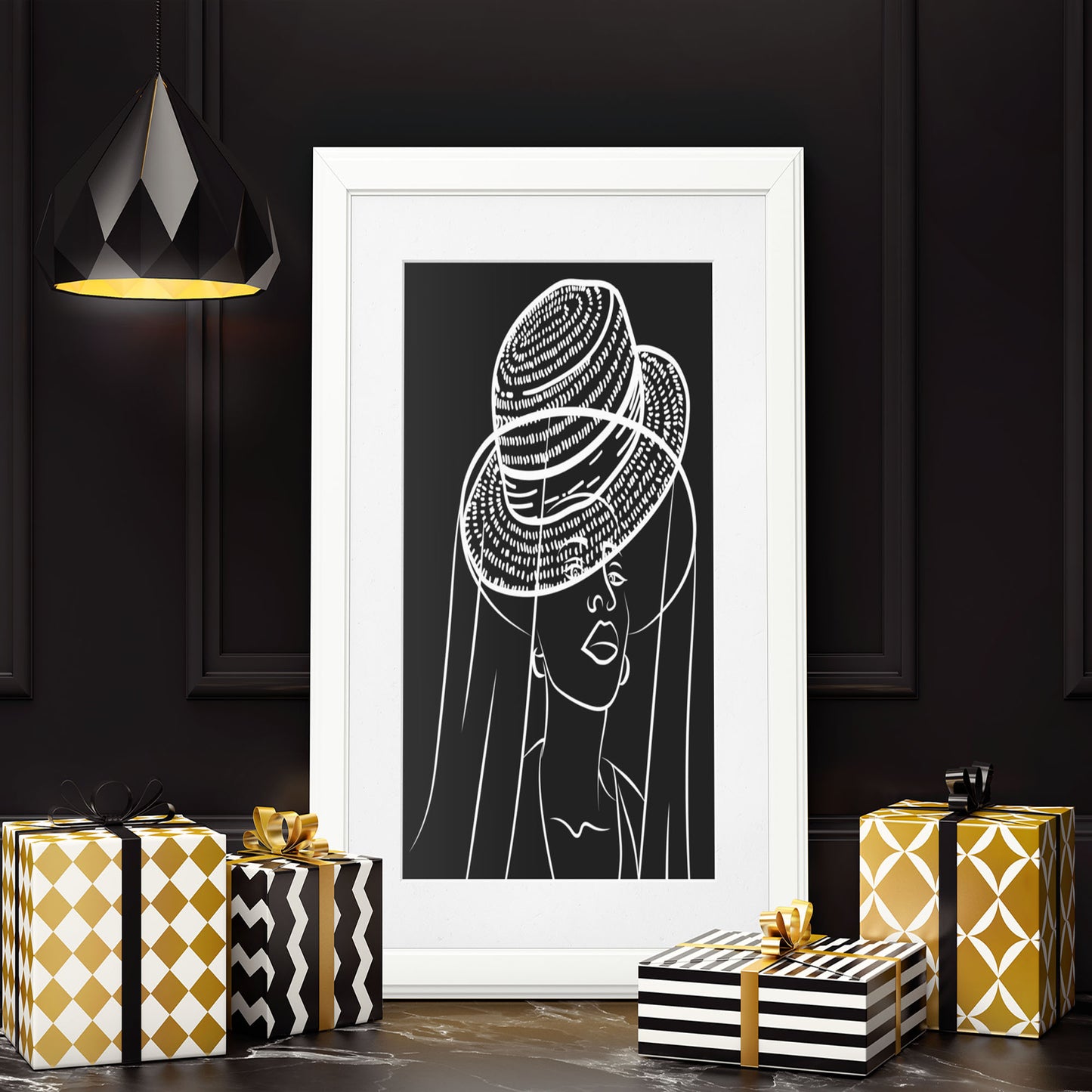 Sketch Fancy Woman Hat Canvas Print Poster Digital Art Wall Decor