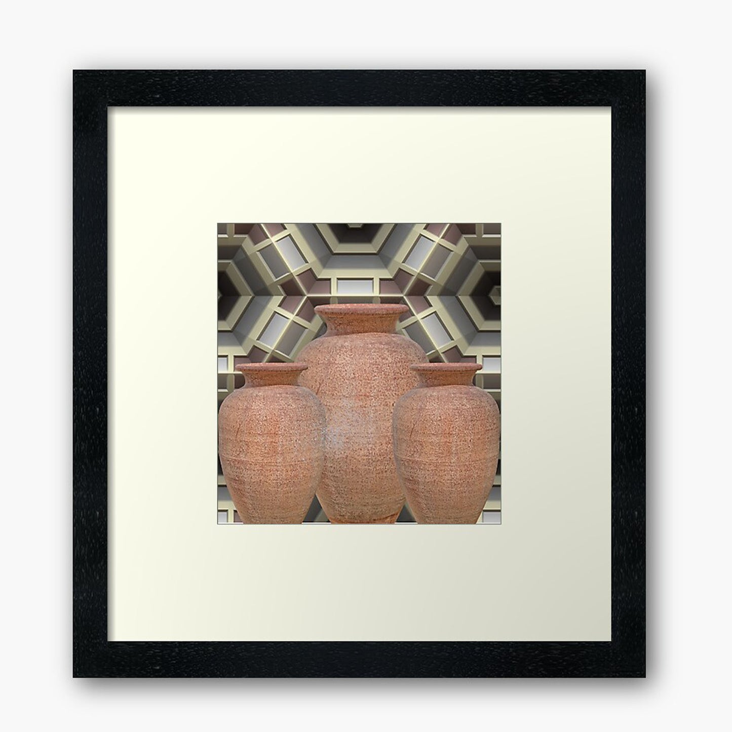 Frame Artistic Vase 3 D Pottery Dimension Wall Art Print